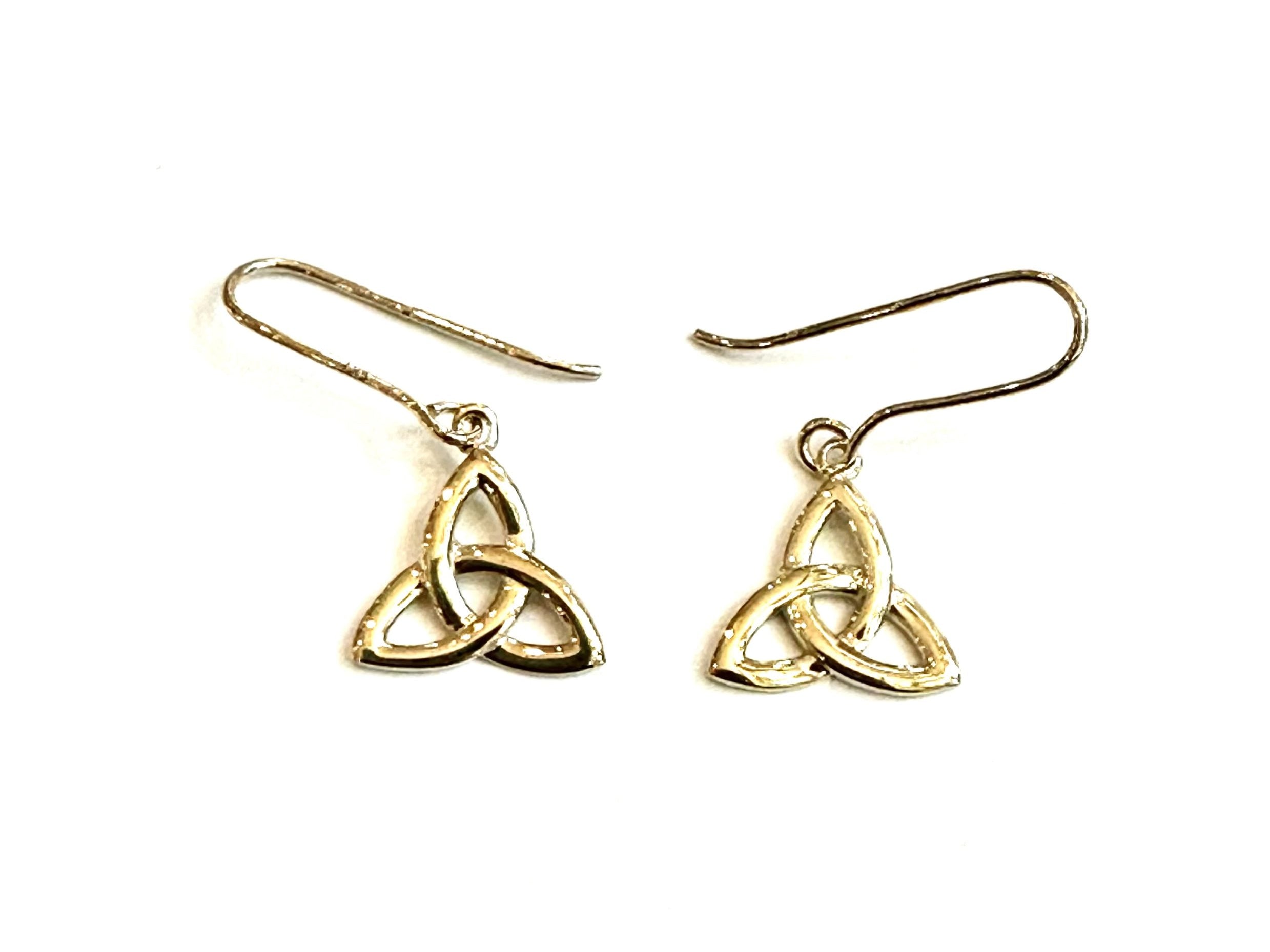 9 CT Yellow Gold Trinity Knot Drop Earrings