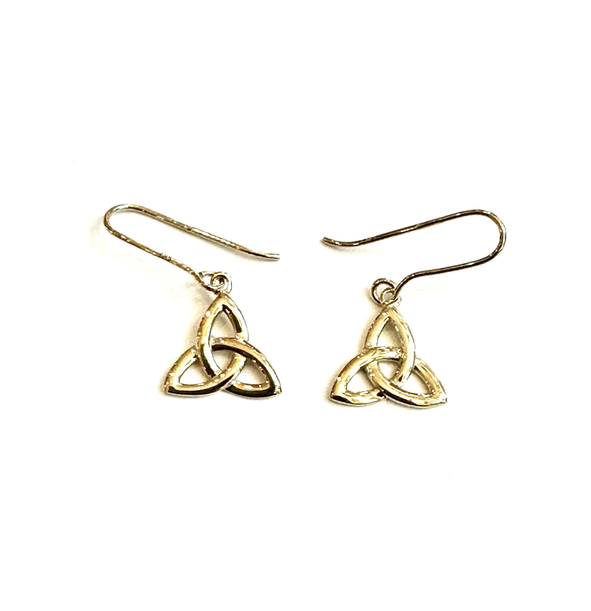 9 CT Yellow Gold Trinity Knot Drop Earrings