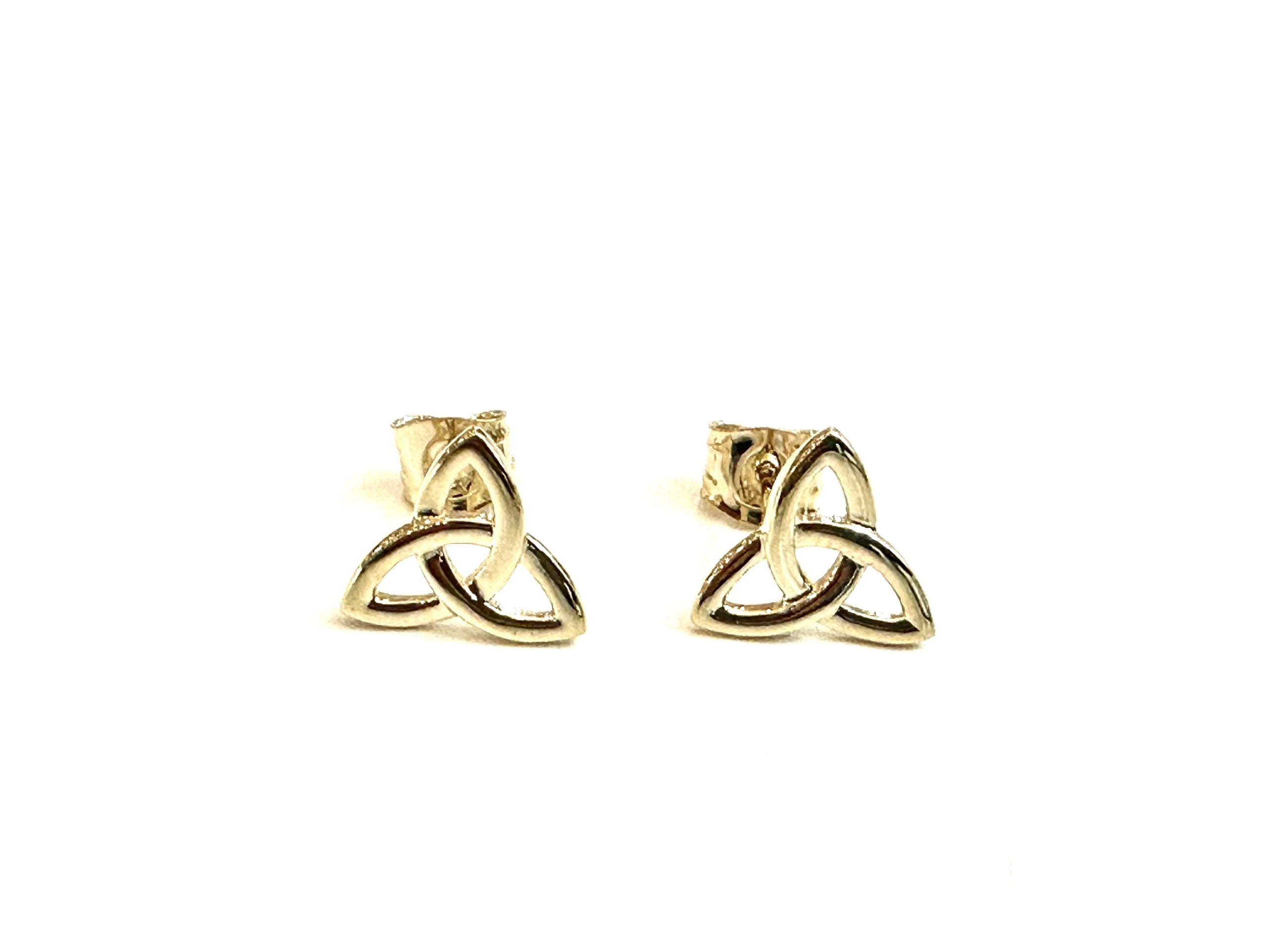 9 CT Yellow Gold Trinity Knot Stud Earrings