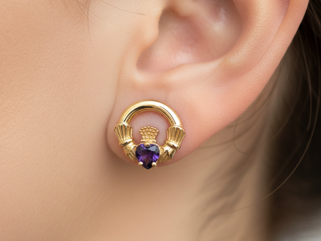 9 CT Yellow Gold Amethyst Earrings