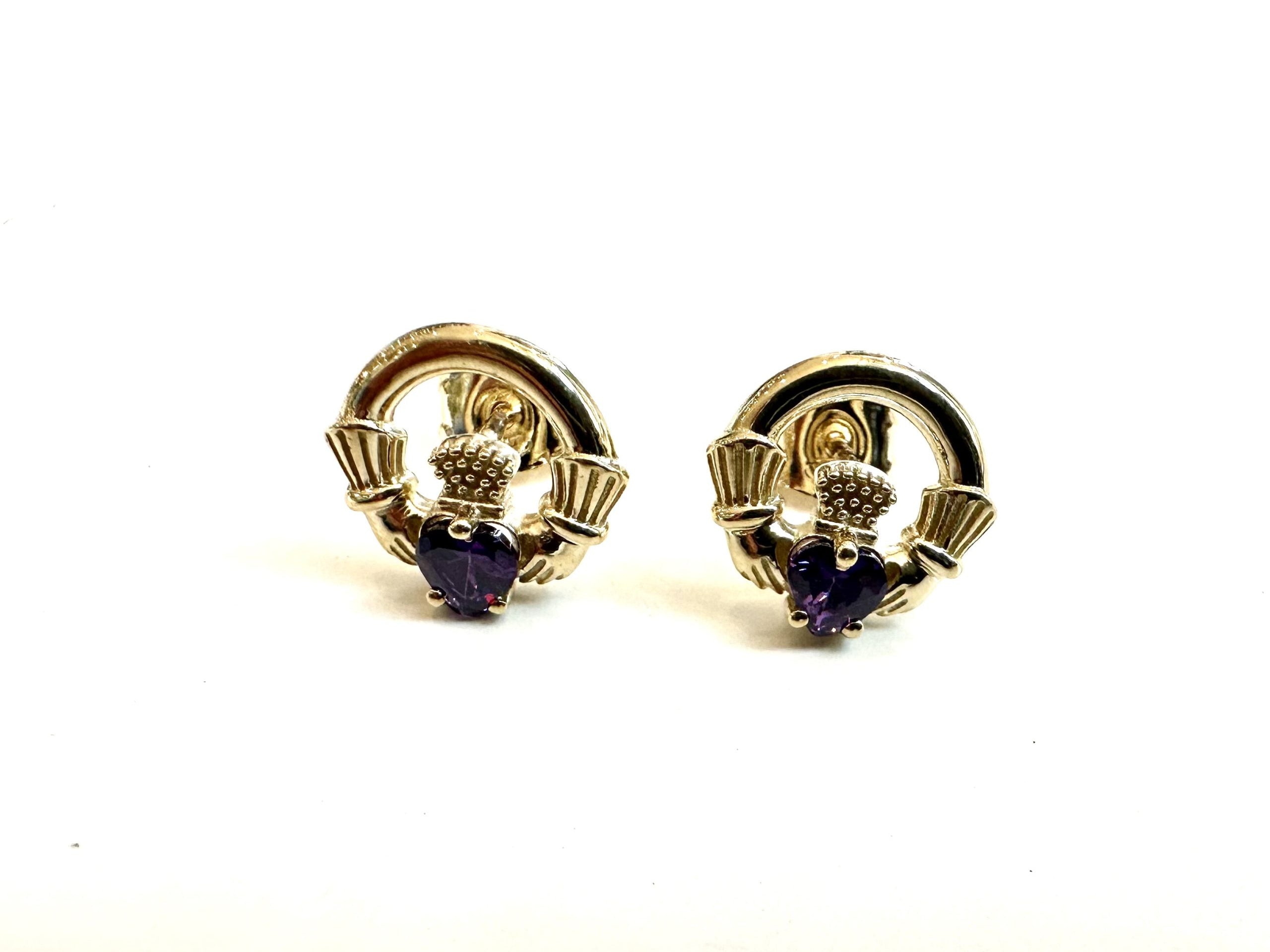 9 CT Yellow Gold Amethyst Earrings