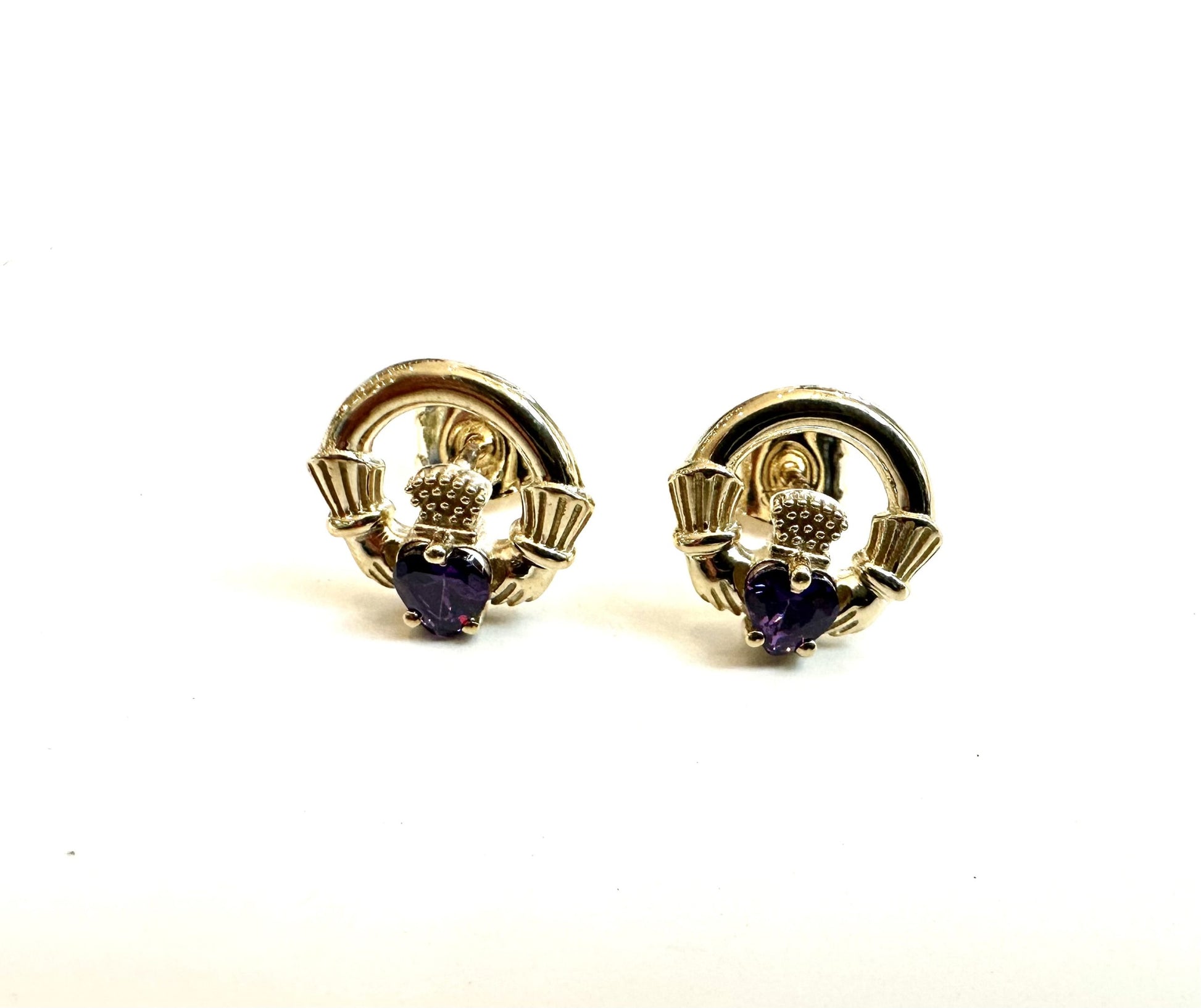 9 CT Yellow Gold Amethyst Earrings