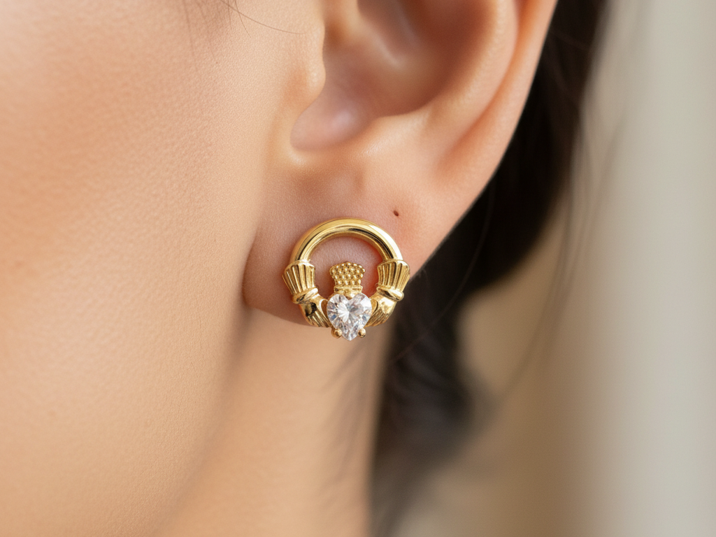 9 CT Yellow Gold Alexandrite Cz Birthstone Earrings