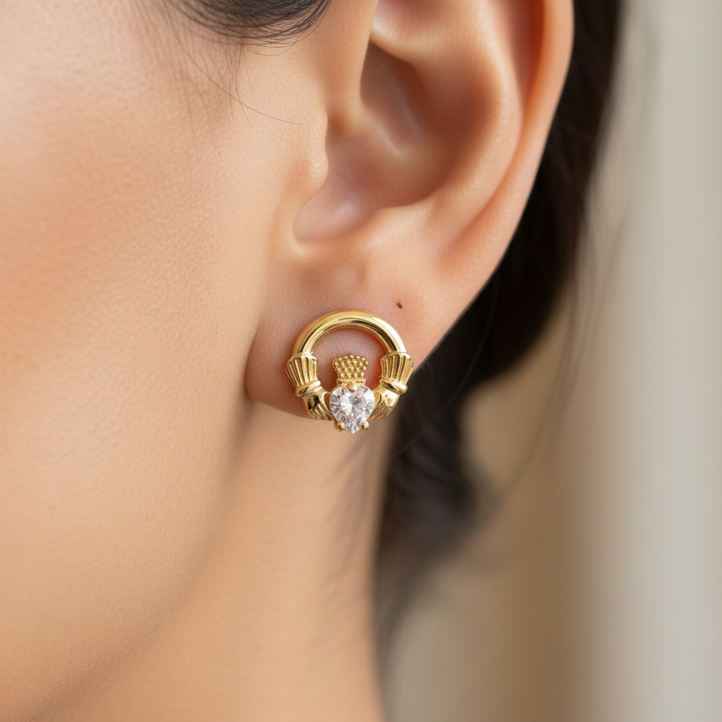 9 CT Yellow Gold Alexandrite Cz Birthstone Earrings
