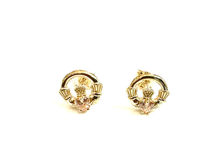 9 CT Yellow Gold Champagne Cz Birthstone Earrings
