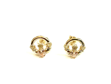 9 CT Yellow Gold Champagne Cz Birthstone Earrings