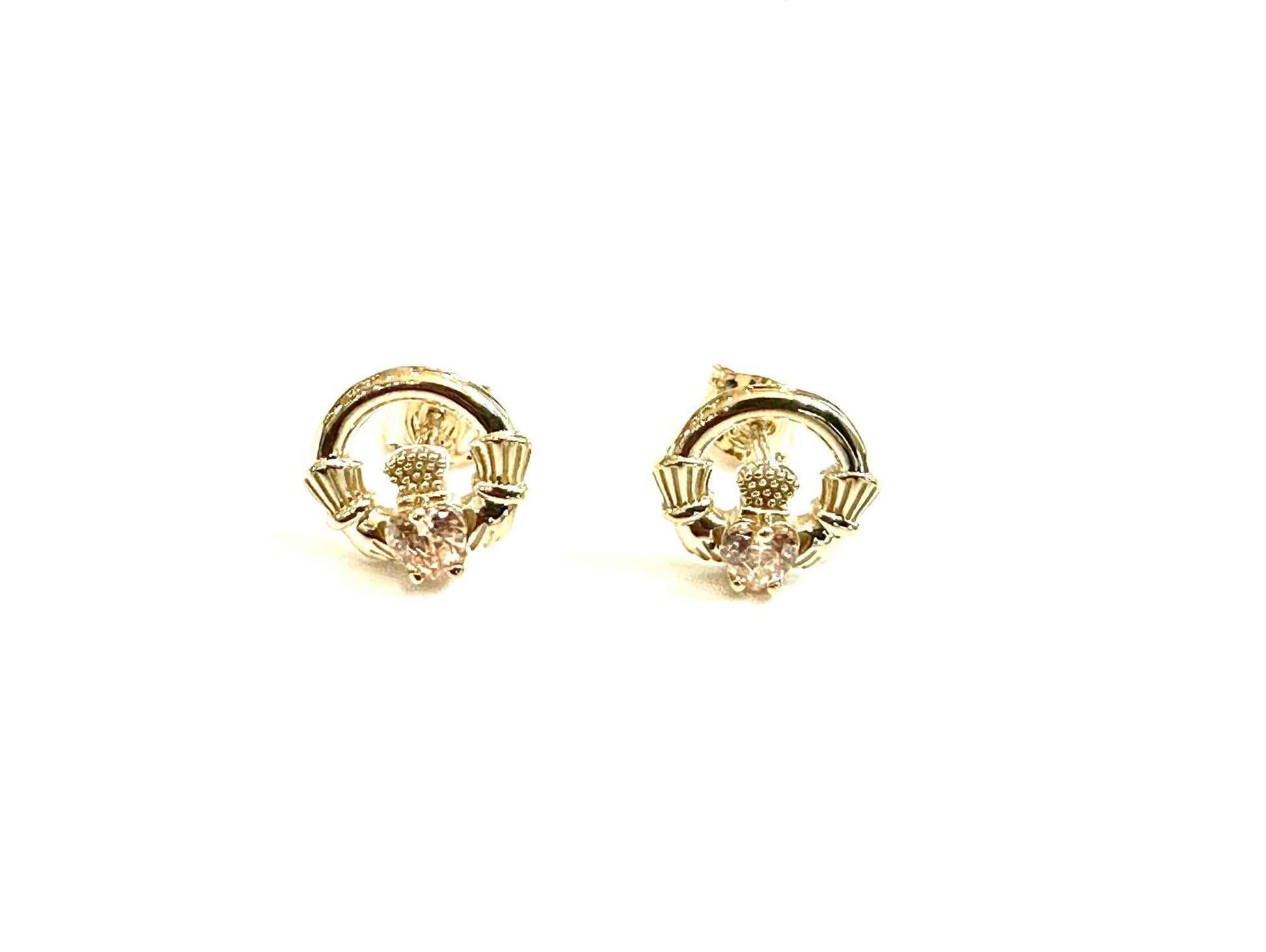 9 CT Yellow Gold Champagne Cz Birthstone Earrings