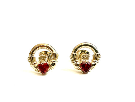 9 CT Yellow Gold Garnet Earrings