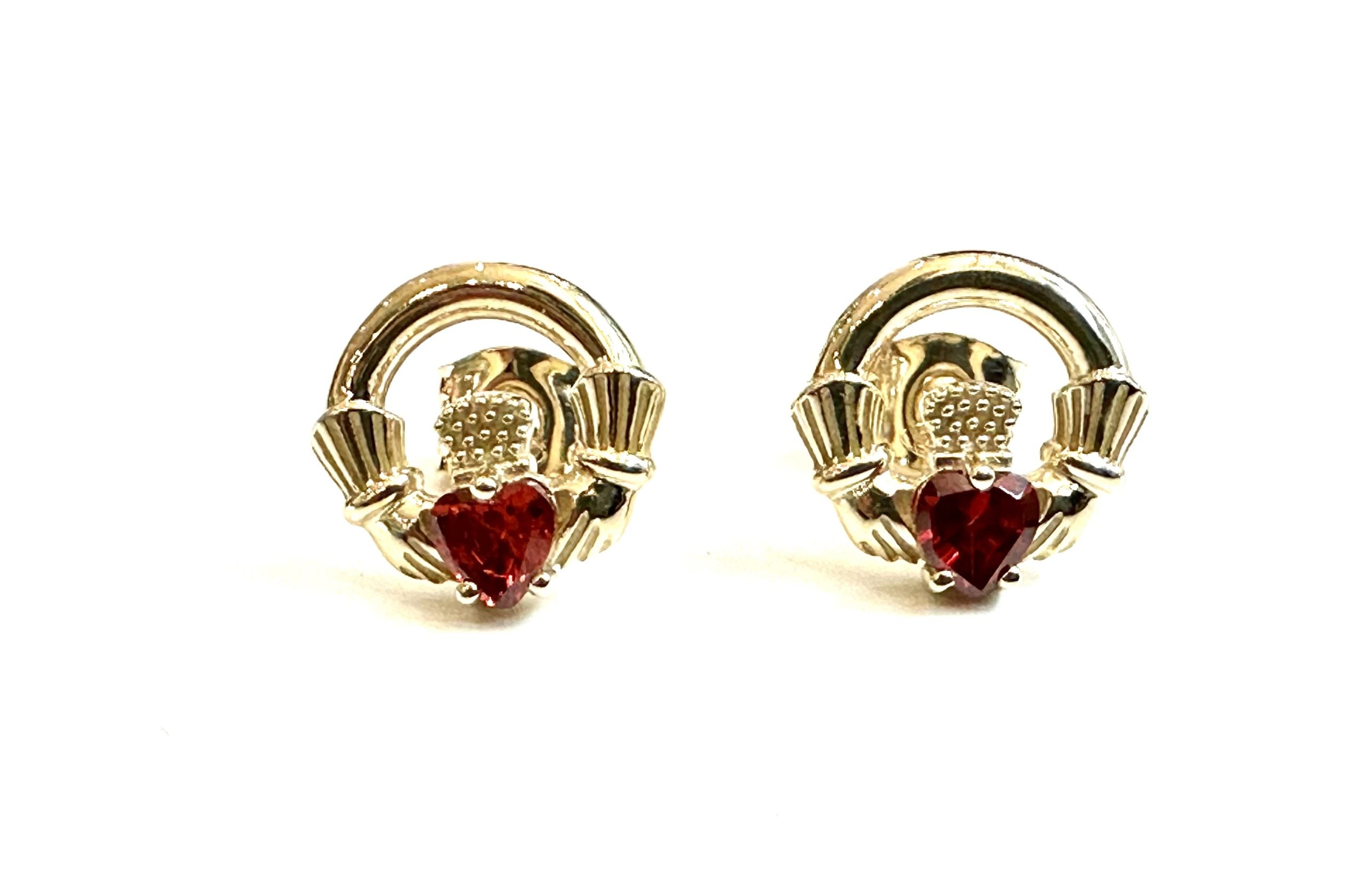 9 CT Yellow Gold Garnet Earrings