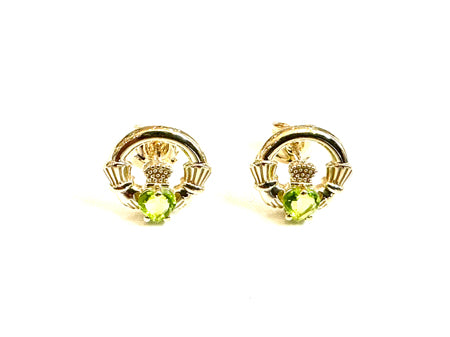 9 CT Yellow Gold Peridot Cz Birthstone Earrings
