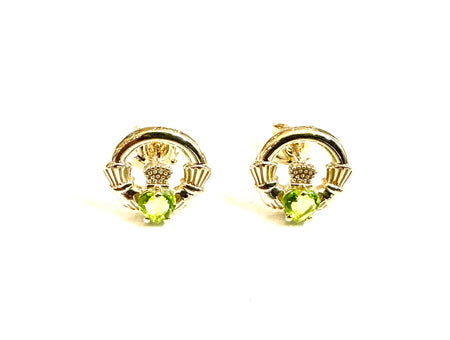9 CT Yellow Gold Peridot Cz Birthstone Earrings