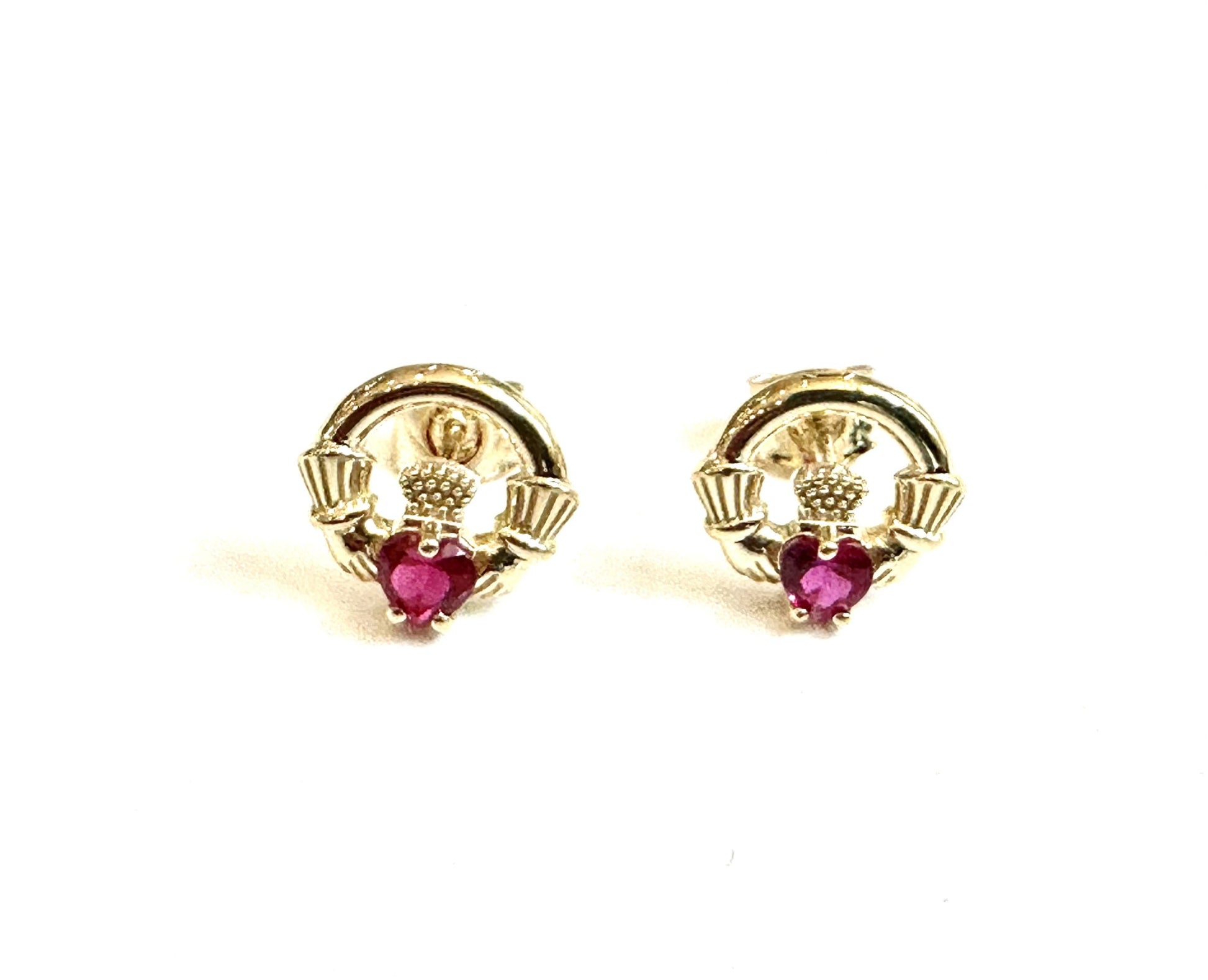 9 CT Yellow Gold Ruby Cz Birthstone Earrings