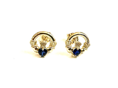9 CT Yellow Gold Sapphire Cz Birthstone Earrings