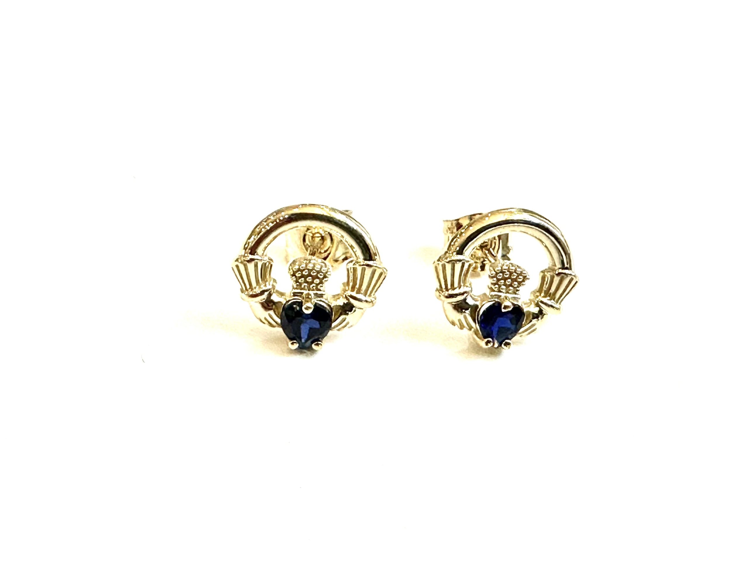 9 CT Yellow Gold Sapphire Cz Birthstone Earrings