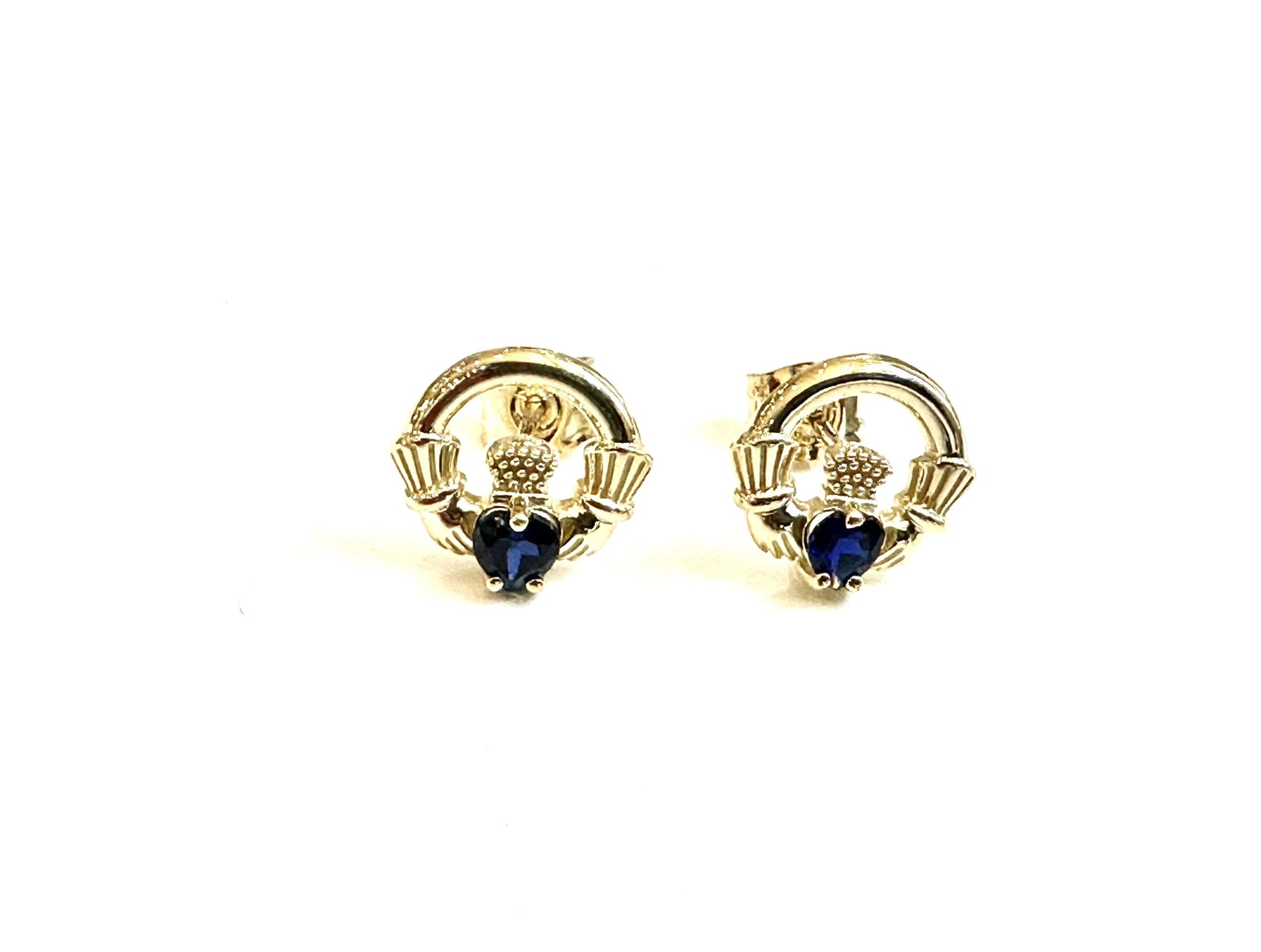 9 CT Yellow Gold Sapphire Cz Birthstone Earrings