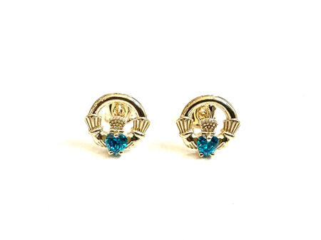 9 CT Yellow Gold Topaz Cz Birthstone Earrings