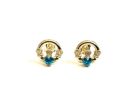 9 CT Yellow Gold Topaz Cz Birthstone Earrings