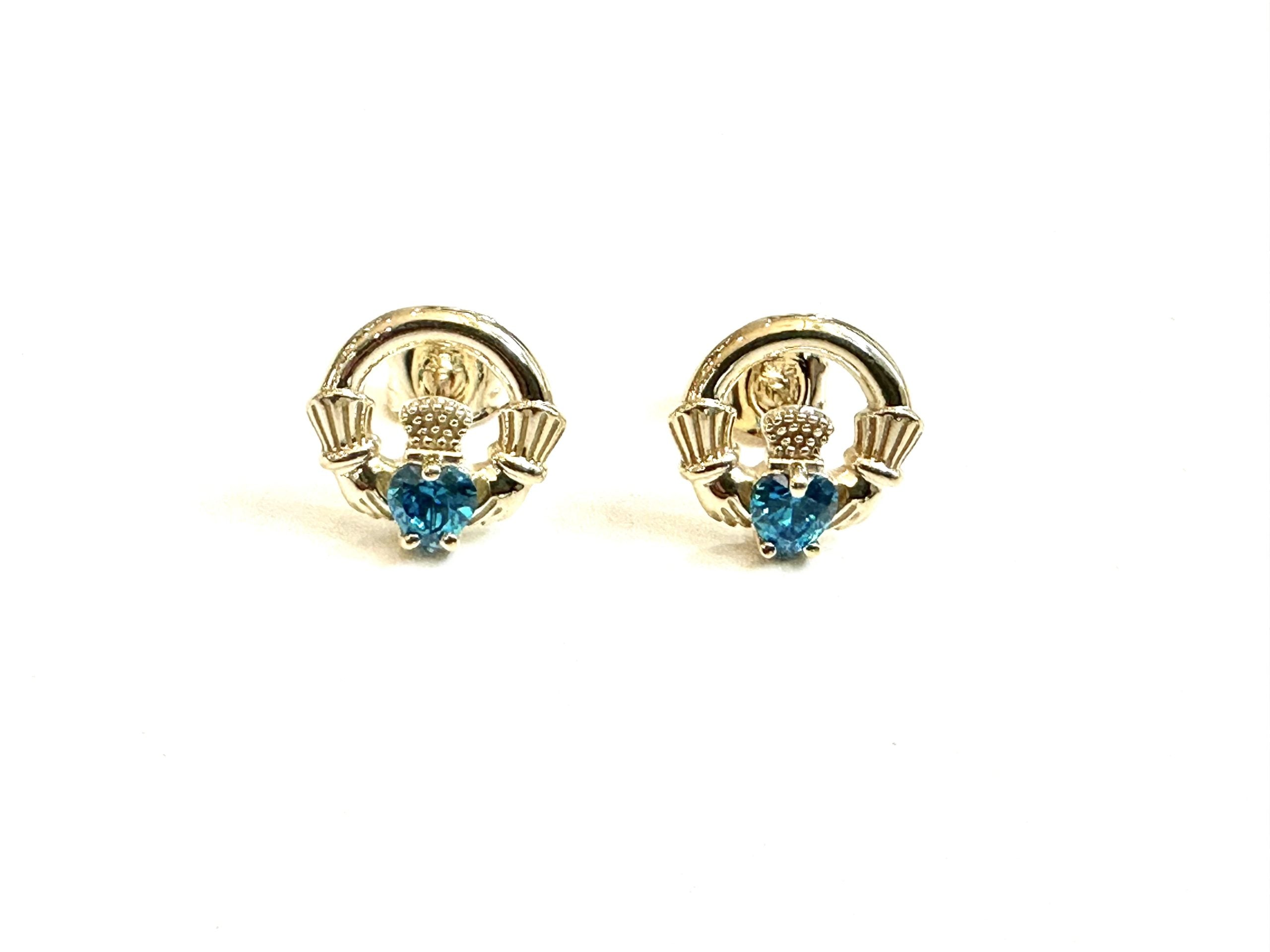 9 CT Yellow Gold Topaz Cz Birthstone Earrings