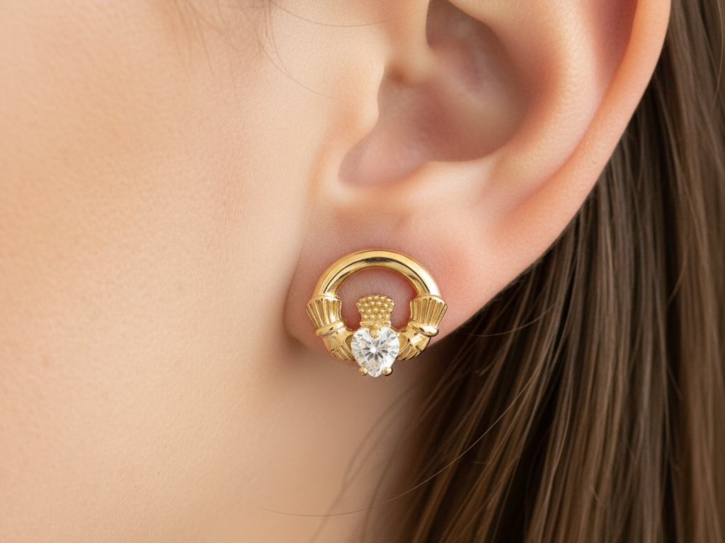 9 CT Yellow Gold Cz Birthstone Earrings