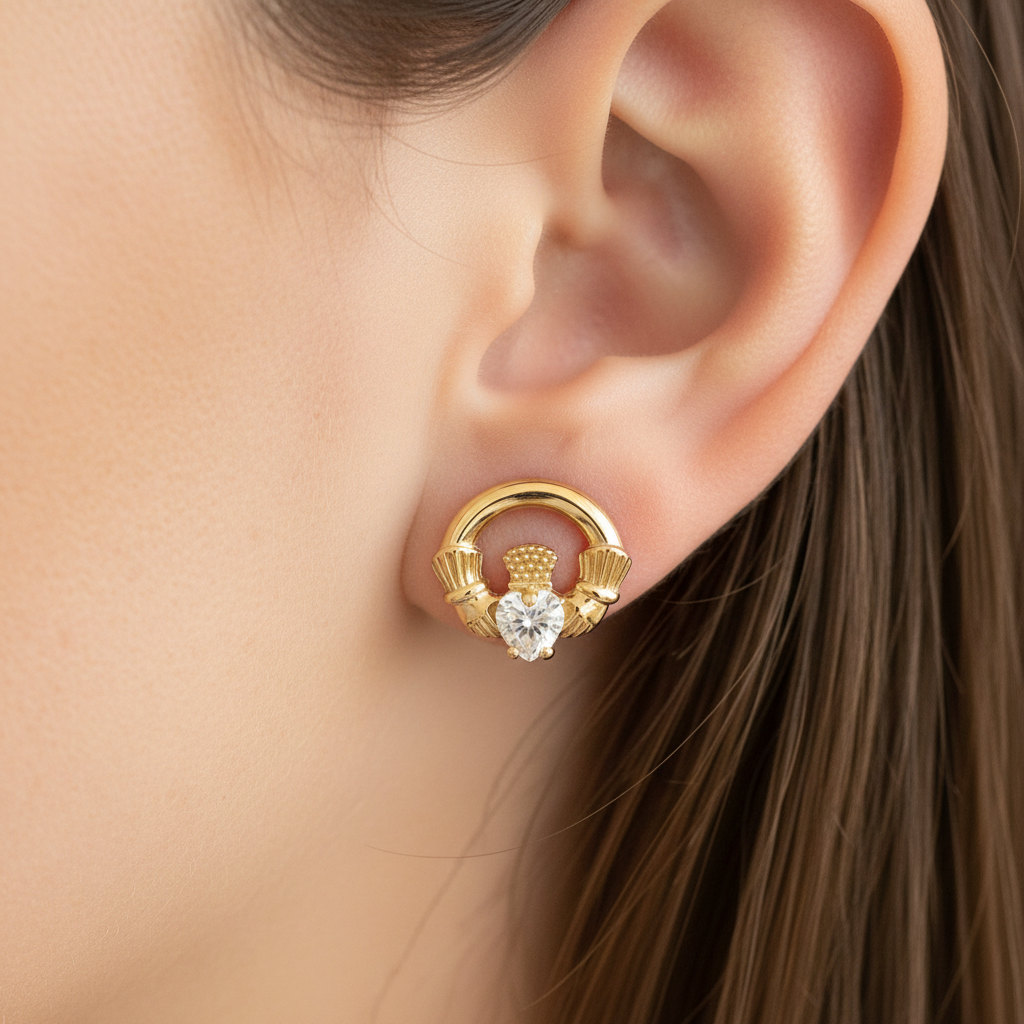 9 CT Yellow Gold Cz Birthstone Earrings