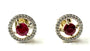 9 CT Yellow Gold Ruby & White Cz Earring.