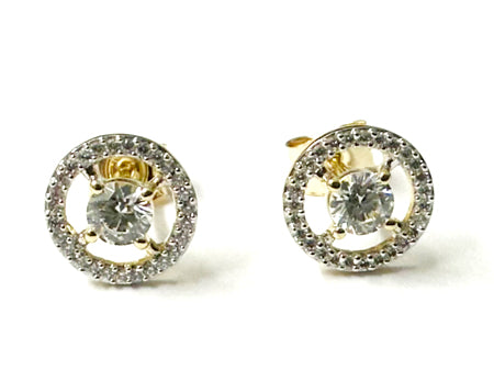 9 CT Yellow Gold White Cz Earring.