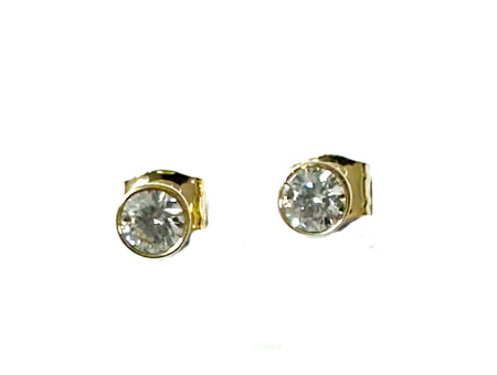 9 CT Yellow Gold Cz 4mm Stone Set Earring.
