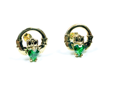 9 CT Yellow Gold Emerald Green Stone Earring