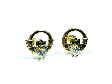 9 CT Yellow Gold White Stone Earring