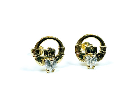 9 CT Yellow Gold White Stone Earring