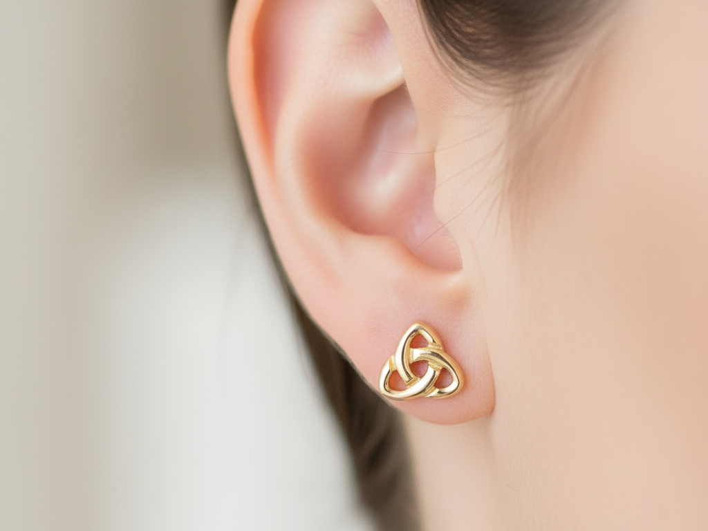 9 CT Yellow Gold Trinity Knot Earring
