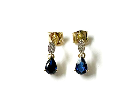 9 CT Yellow Gold Sapphire Cz Earring.