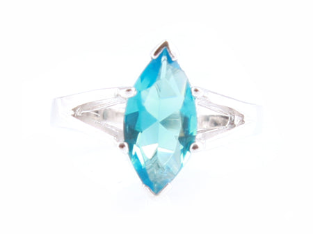 Aquamarine & White Cubic Zirconia Ring