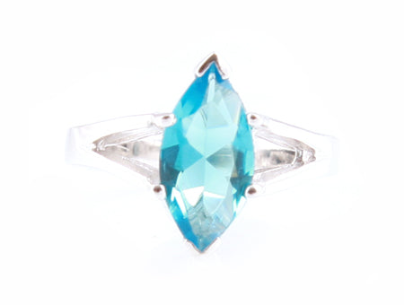 Aquamarine & White Cubic Zirconia Ring