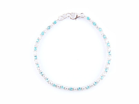 Aquamarine Cubic Zirconia Claw Set Tennis Bracelet