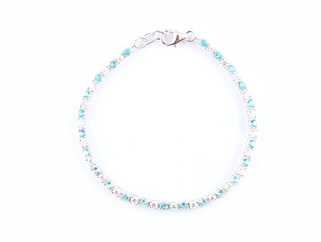 Aquamarine Cubic Zirconia Claw Set Tennis Bracelet