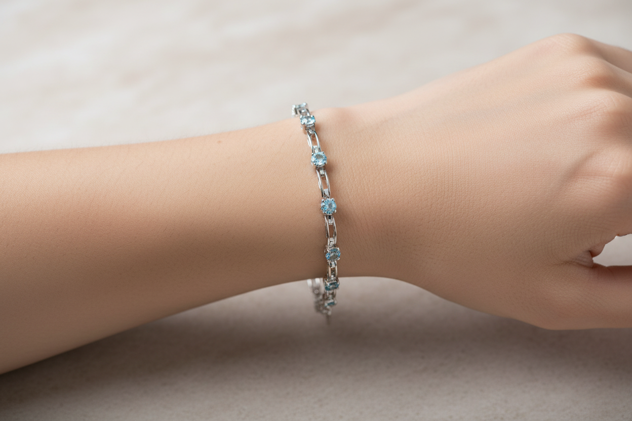 Aquamarine Cubic Zirconia Bracelet