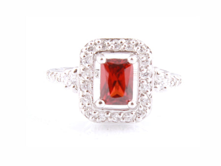 Garnet & White Cubic Zirconia Ring