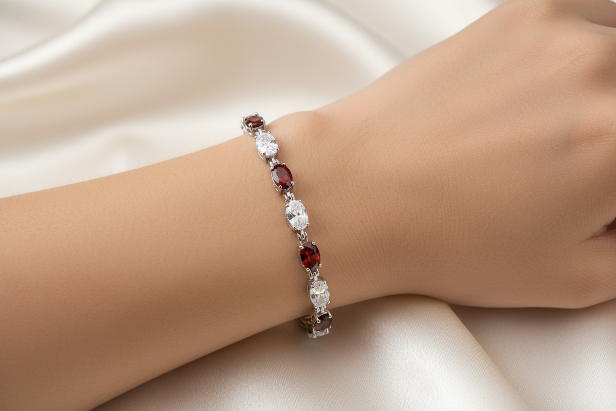 Garnet Cubic Zirconia Bracelet