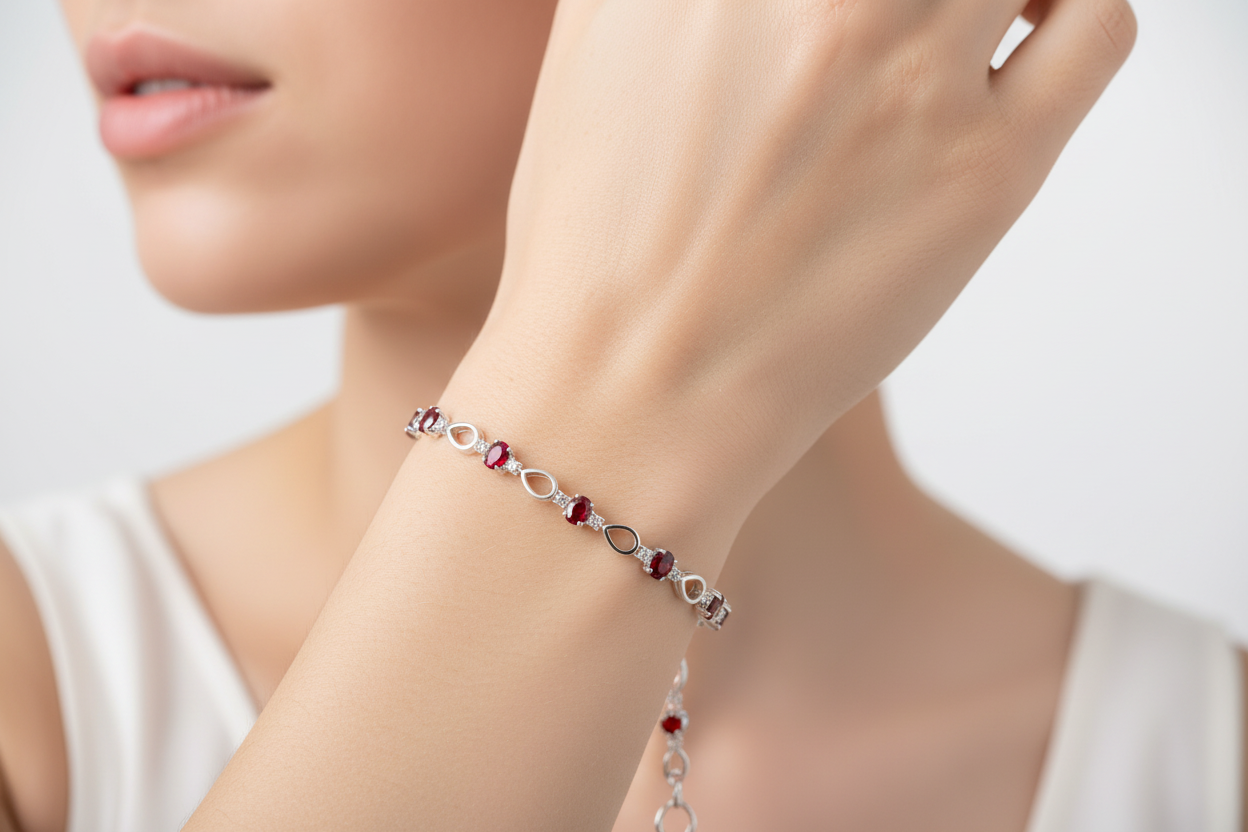 Garnet Cubic Zirconia Bracelet