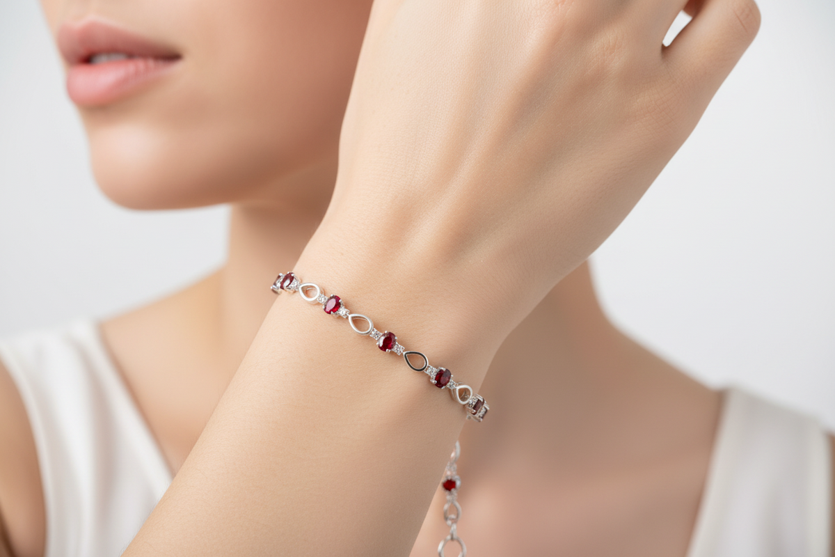 Garnet Cubic Zirconia Bracelet