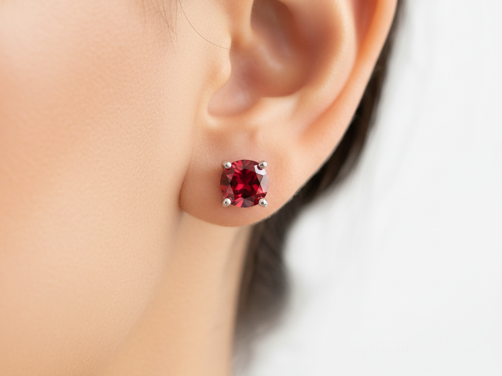 Garnet Cubic Zirconia Earring
