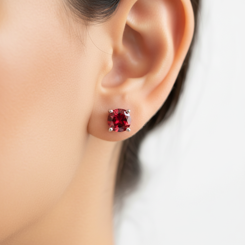 Garnet Cubic Zirconia Earring
