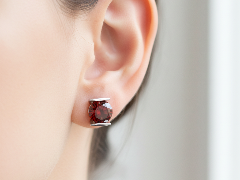 Garnet Cubic Zirconia Earring