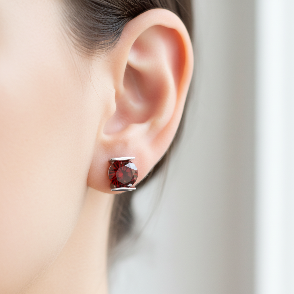 Garnet Cubic Zirconia Earring