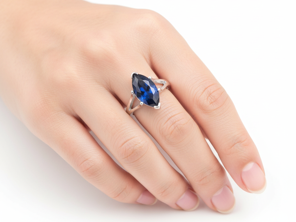 A Sapphire & White Cubic Zirconia Ring