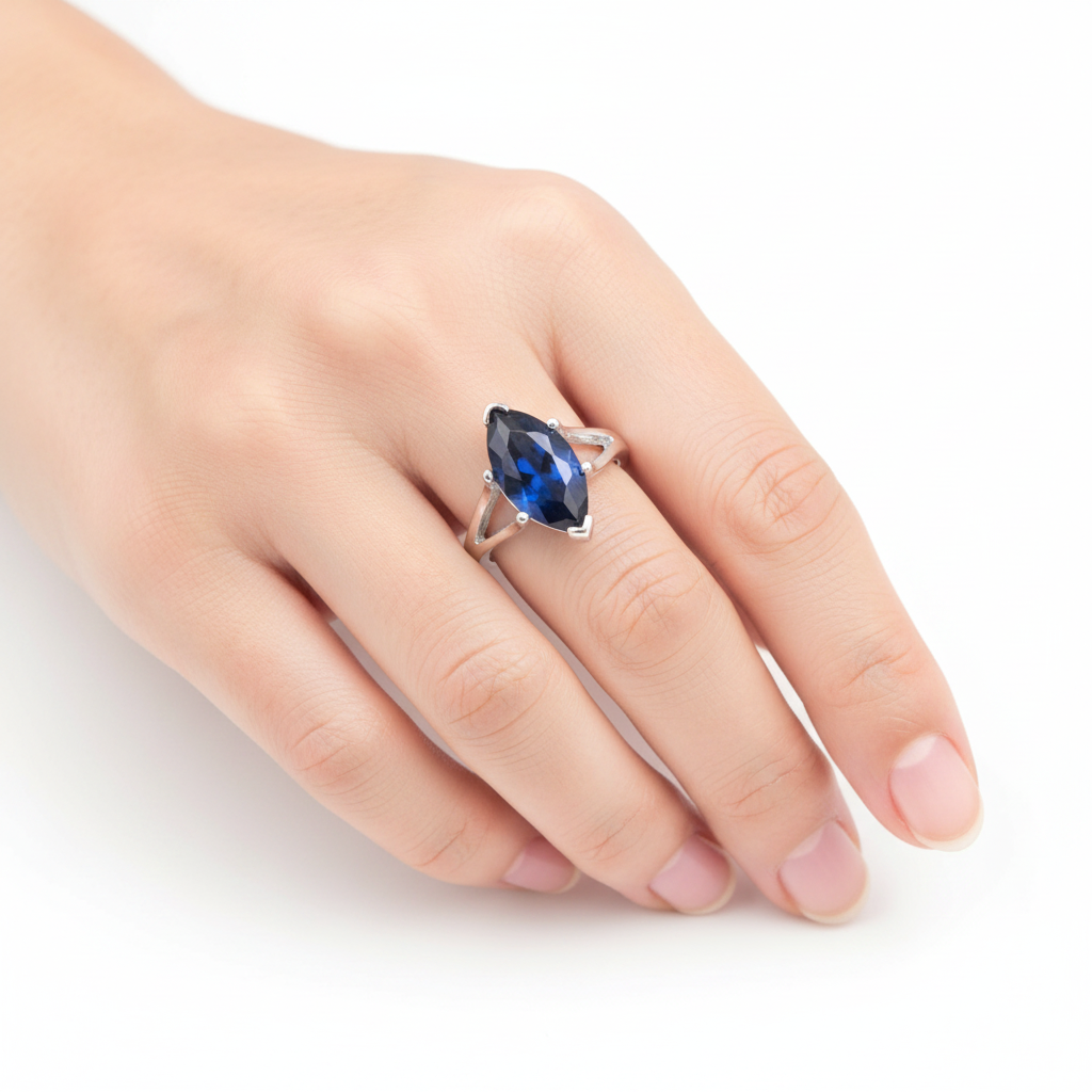 A Sapphire & White Cubic Zirconia Ring