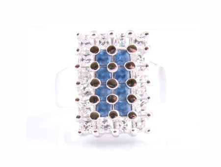 A Sapphire & White Cubic Zirconia Ring