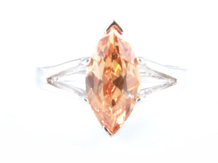 Champagne/Smokey Quartz & White Cubic Zirconia Ring