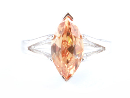 Champagne/Smokey Quartz & White Cubic Zirconia Ring